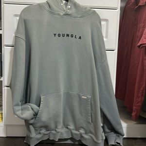 YOUNGLA oversized button hoodie with cuts GRAY xl